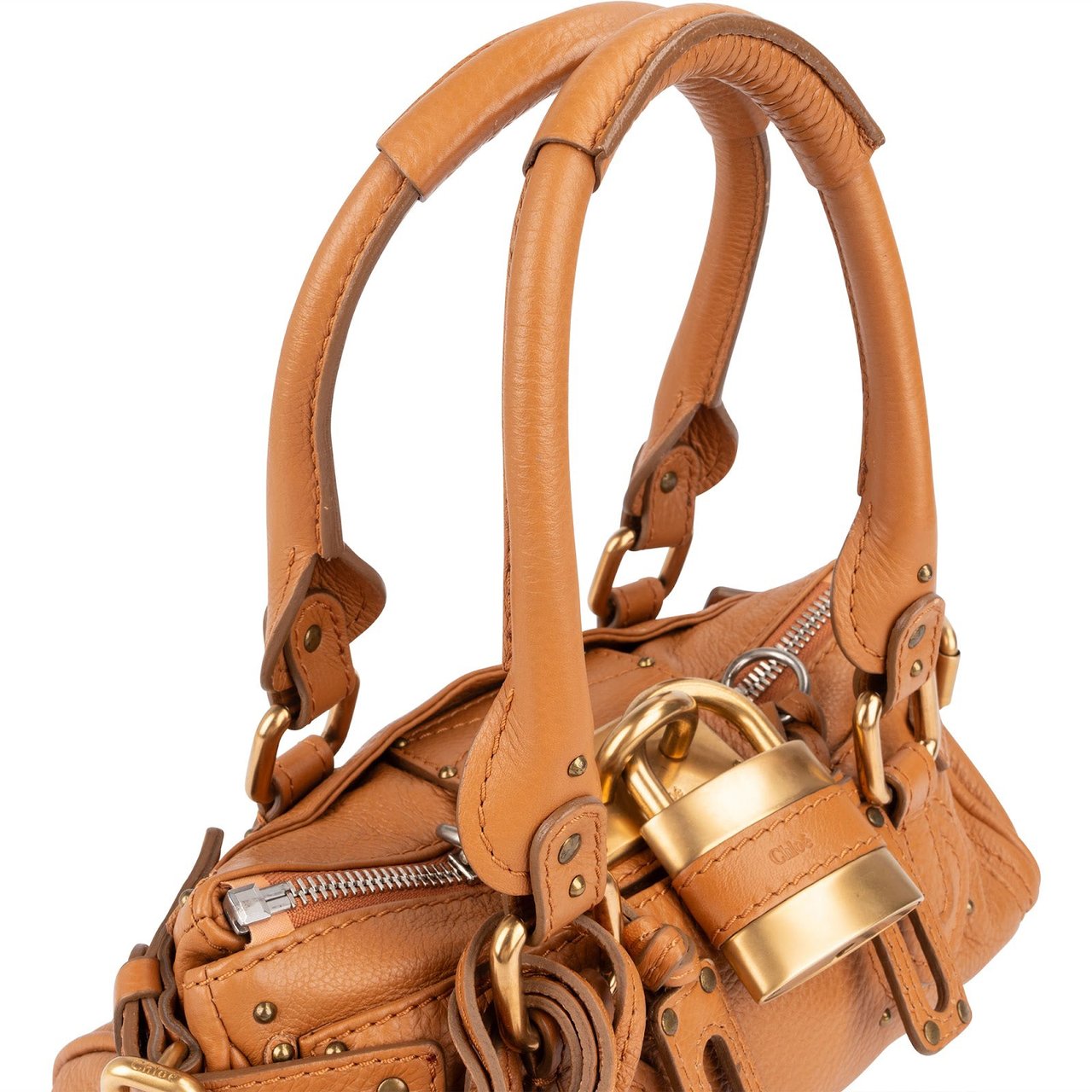 Chloé Chloé Leather Small Paddington Handbag Bruin