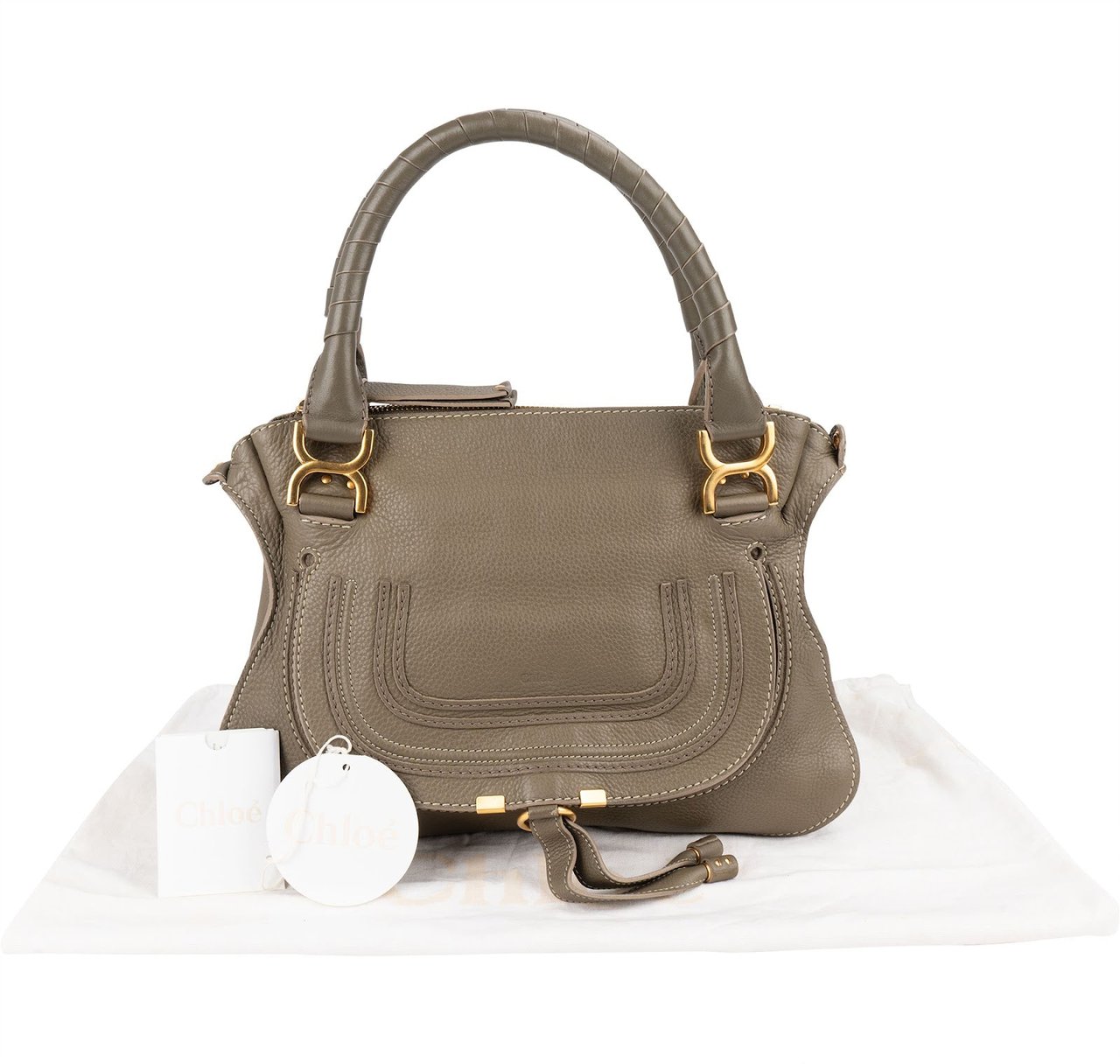 Chloé Chloé Grained Leather Marcie Hobo Handbag Taupe