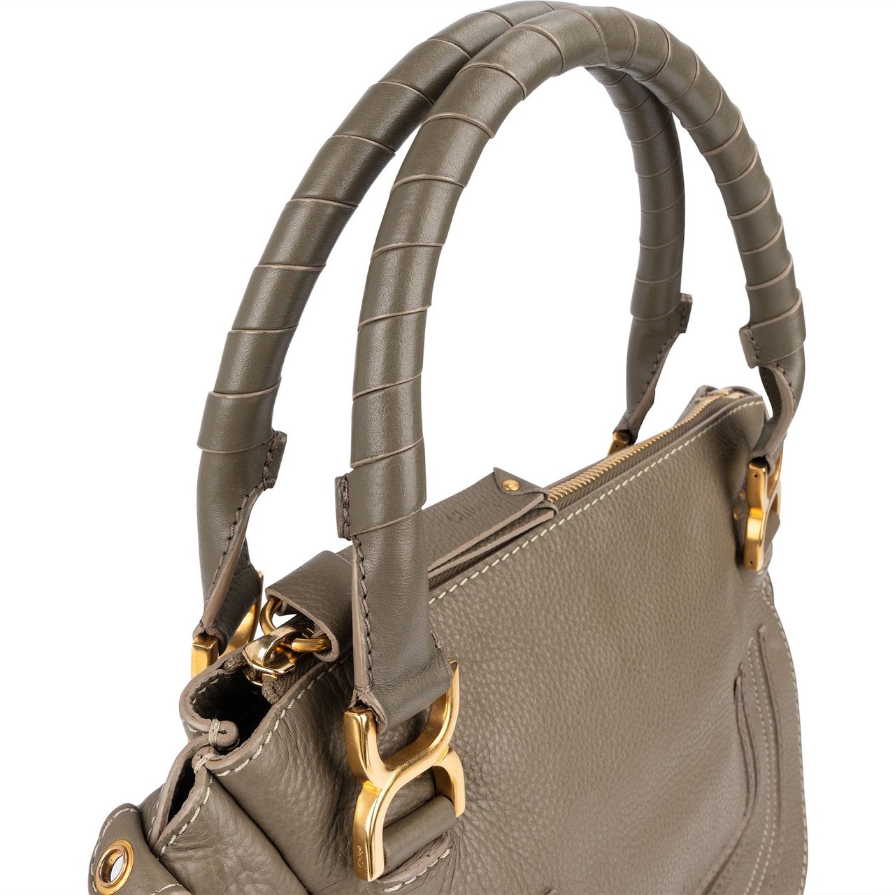 Chloé Chloé Grained Leather Marcie Hobo Handbag Taupe