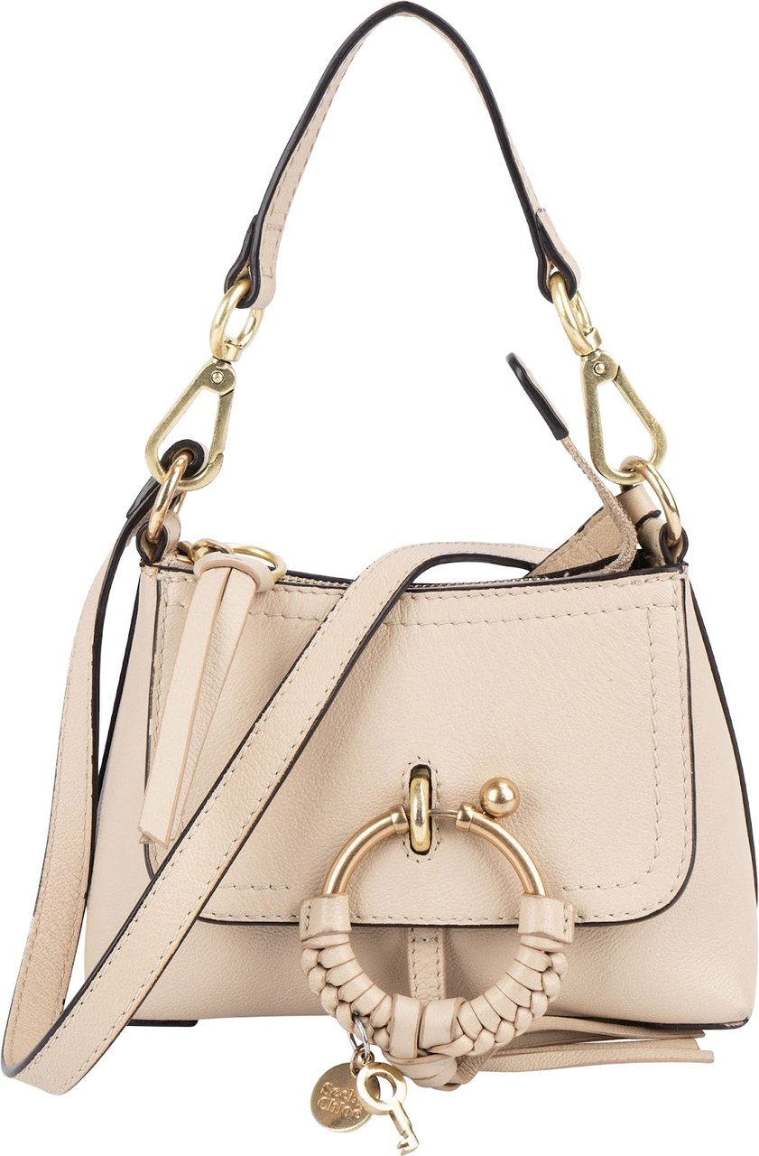 Chloé See By Chloé Grained Leather Joan Mini Crossbody Bag Beige
