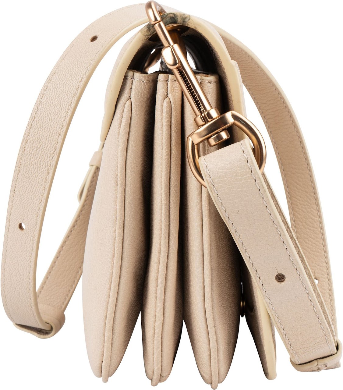 Chloé See by Chloé Grained Leather Hana Saddle Crossbody Bag Beige