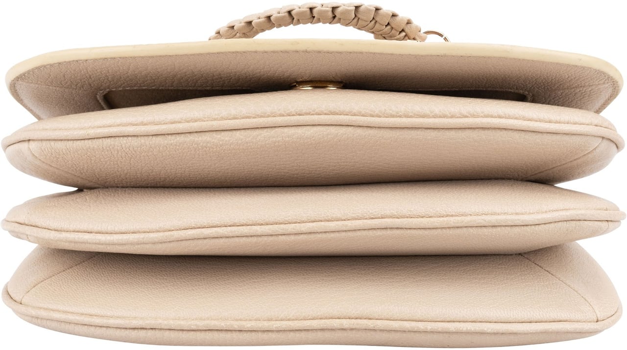 Chloé See by Chloé Grained Leather Hana Saddle Crossbody Bag Beige