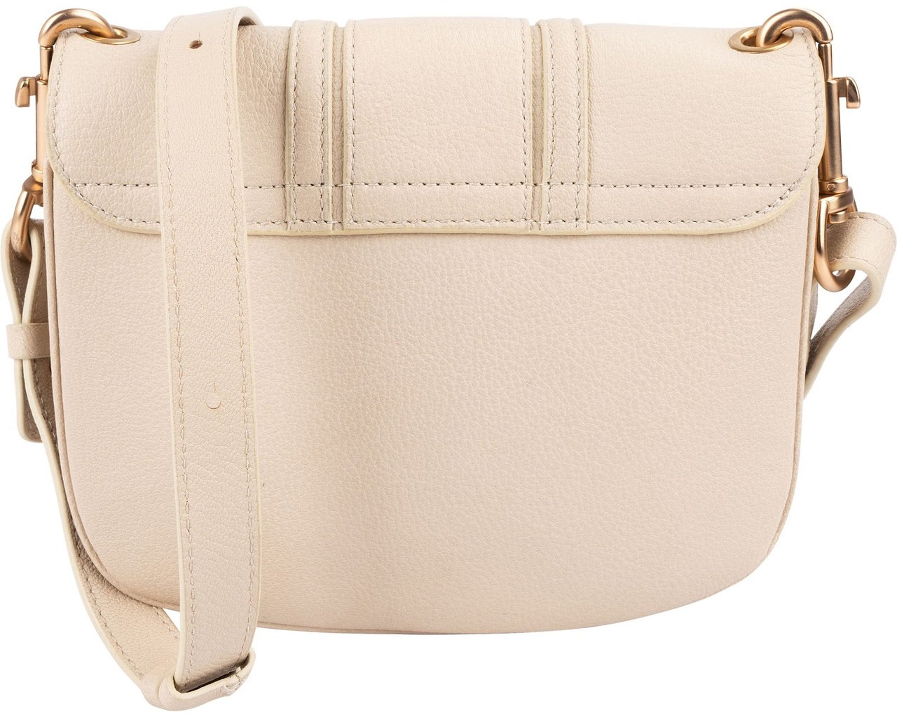 Chloé See by Chloé Grained Leather Hana Saddle Crossbody Bag Beige