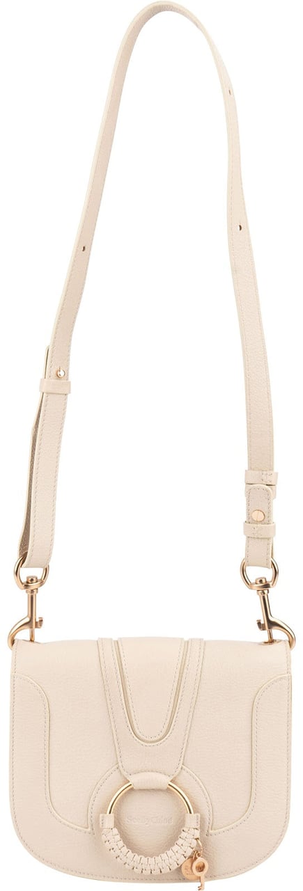 Chloé See by Chloé Grained Leather Hana Saddle Crossbody Bag Beige