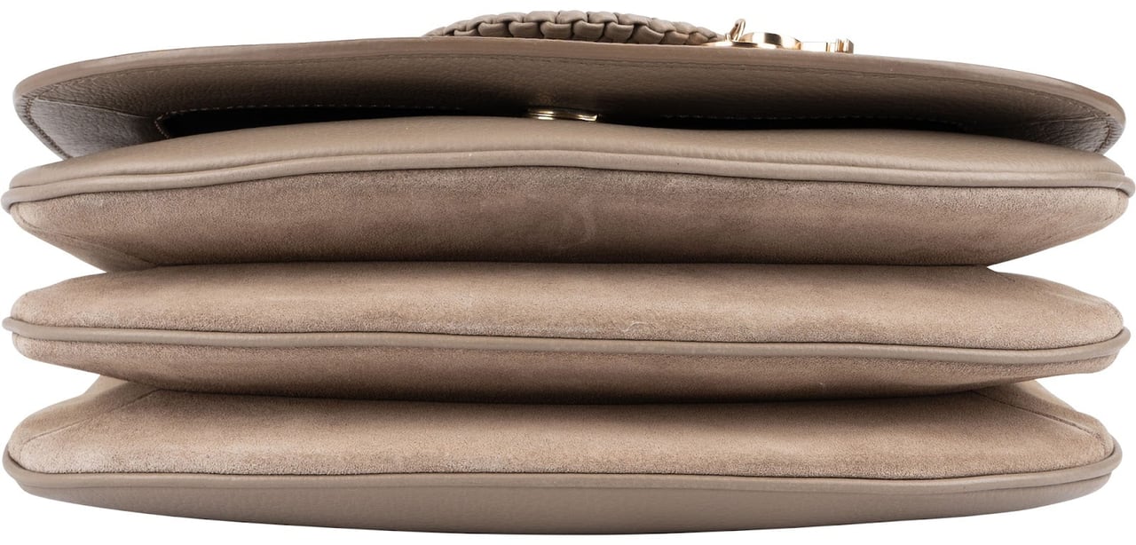 Chloé See by Chloé Leather and Suede Hana Saddle Crossbody Bag Taupe