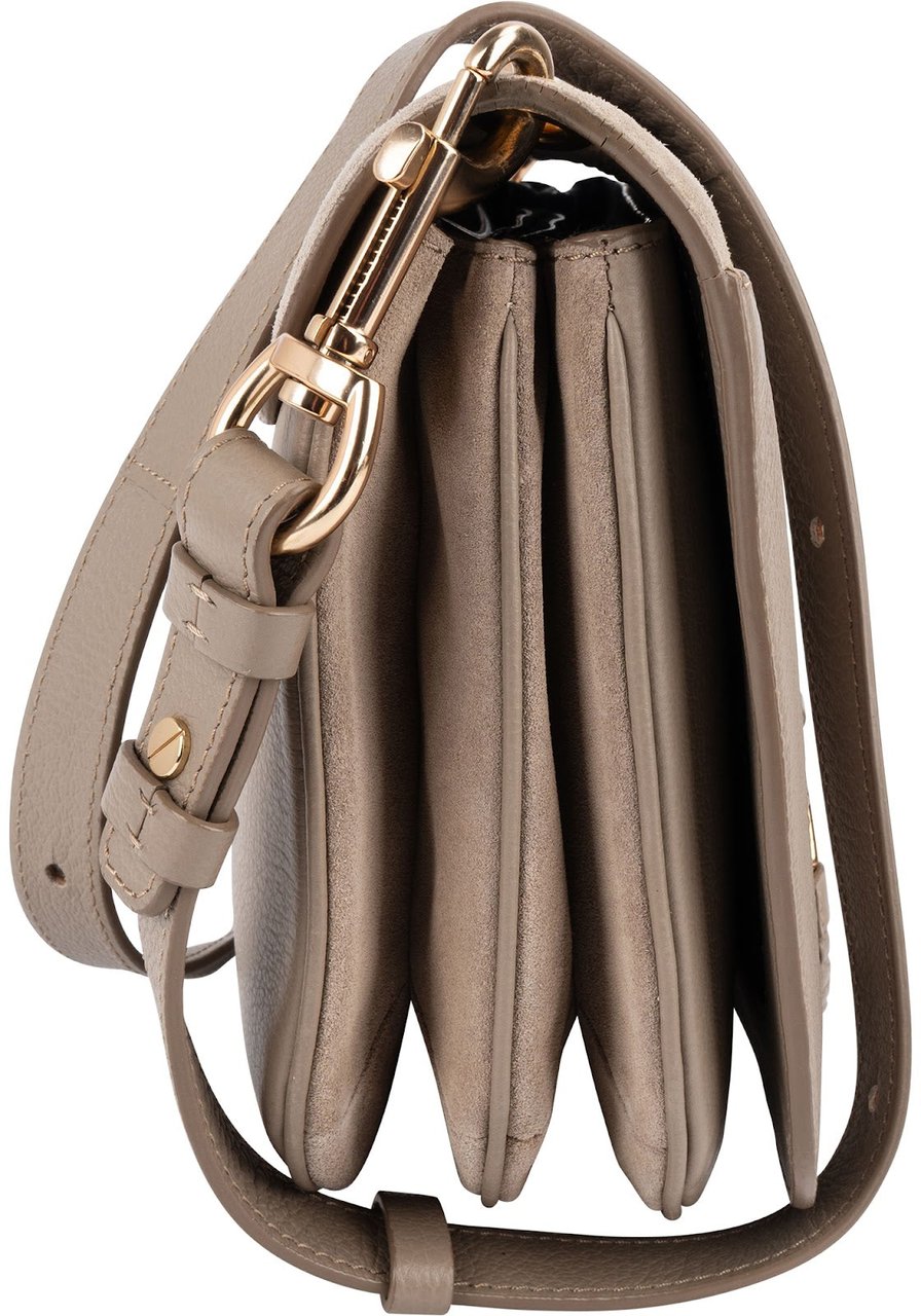 Chloé See by Chloé Leather and Suede Hana Saddle Crossbody Bag Taupe