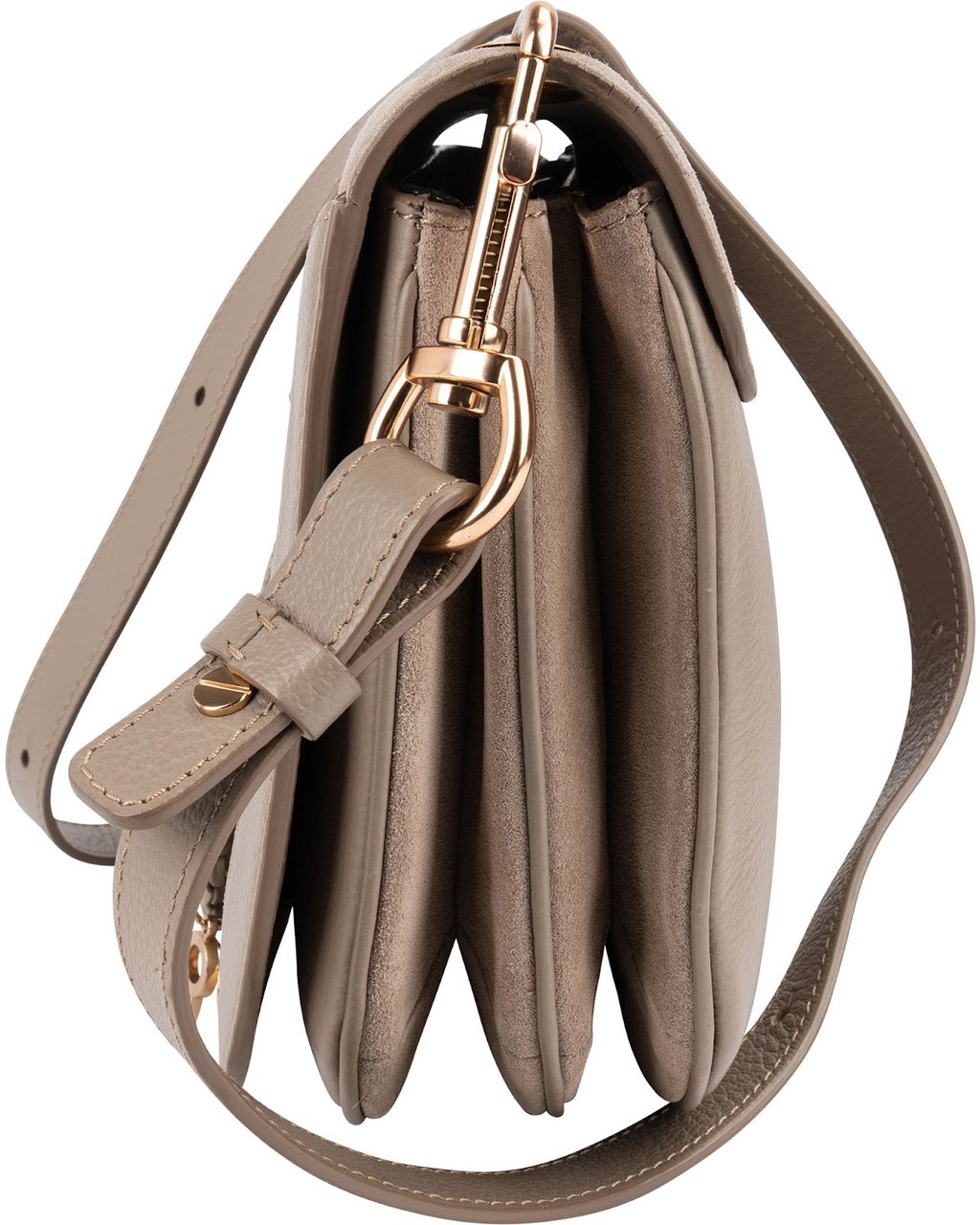 Chloé See by Chloé Leather and Suede Hana Saddle Crossbody Bag Beige