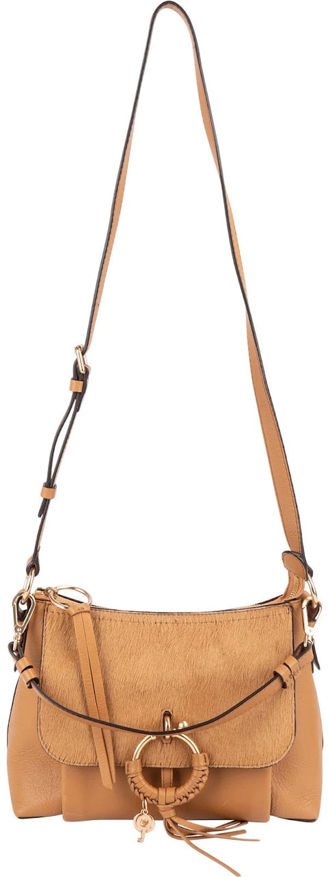 Chloé See by Chloé Calf Hair and Leather Joan Crossbody Bag Bruin