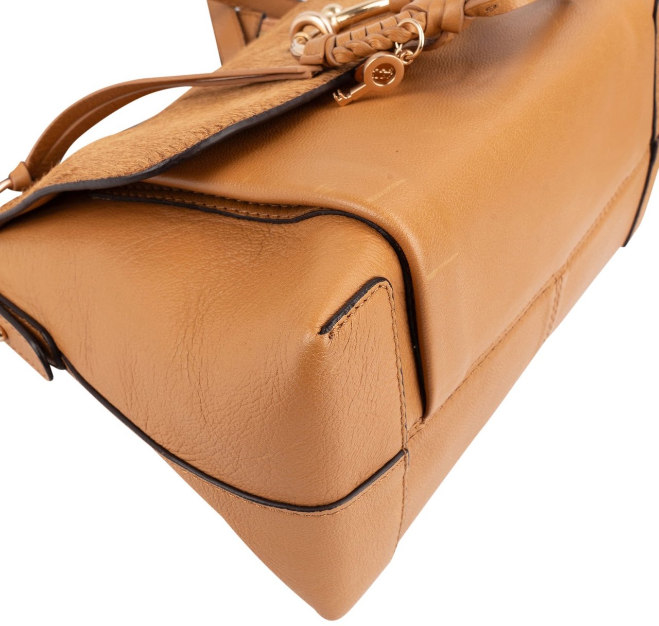Chloé See by Chloé Calf Hair and Leather Joan Crossbody Bag Bruin