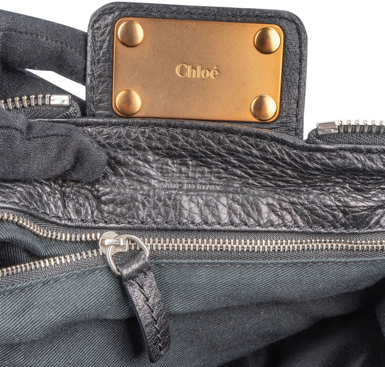 Chloé Chloé Grained Leather Paddington Satchel Handbag Zwart