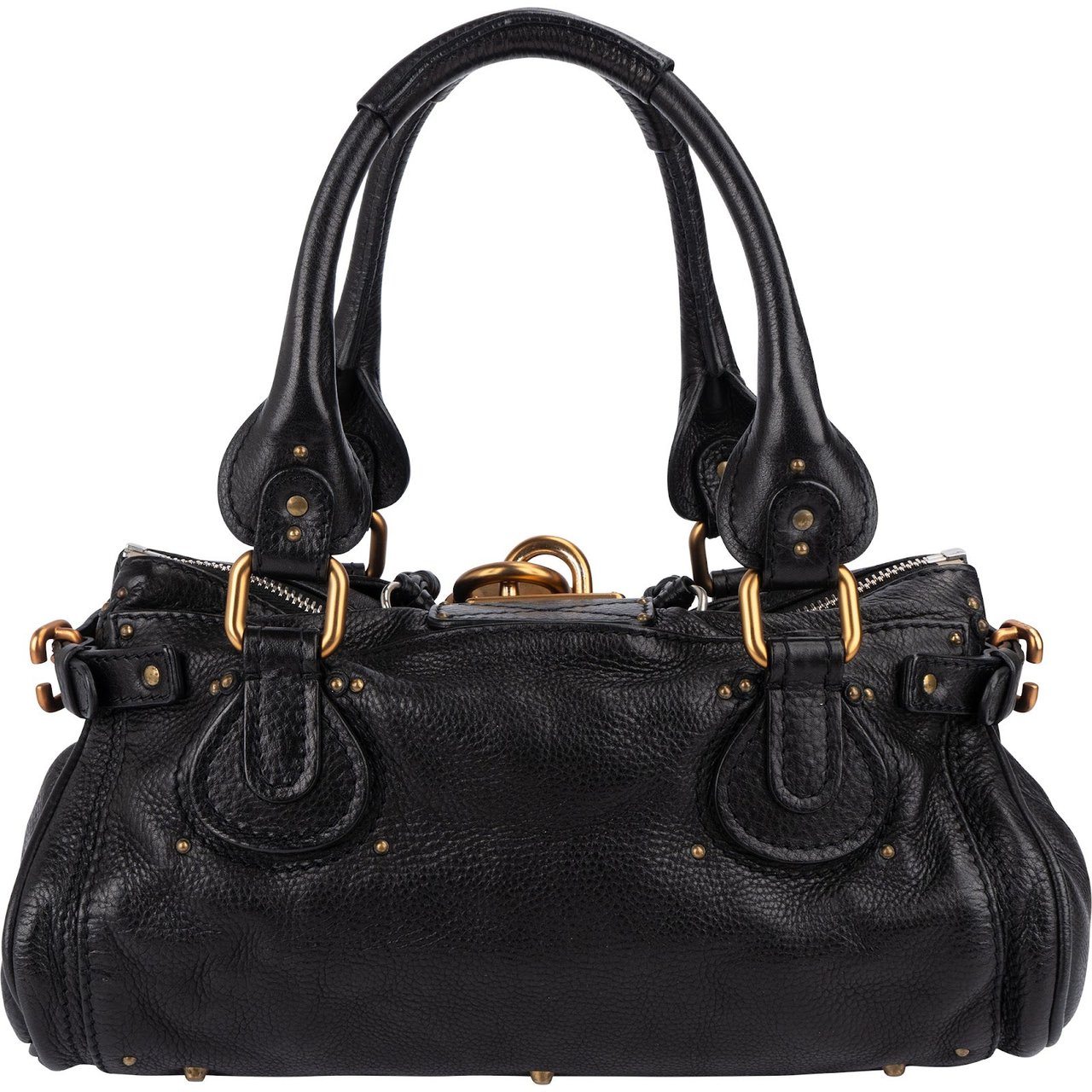 Chloé Chloé Grained Leather Paddington Satchel Handbag Zwart