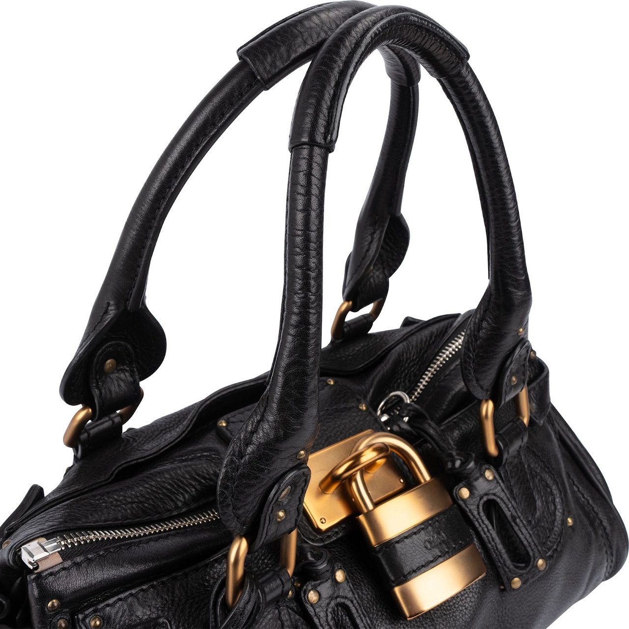 Chloé Chloé Grained Leather Paddington Satchel Handbag Zwart