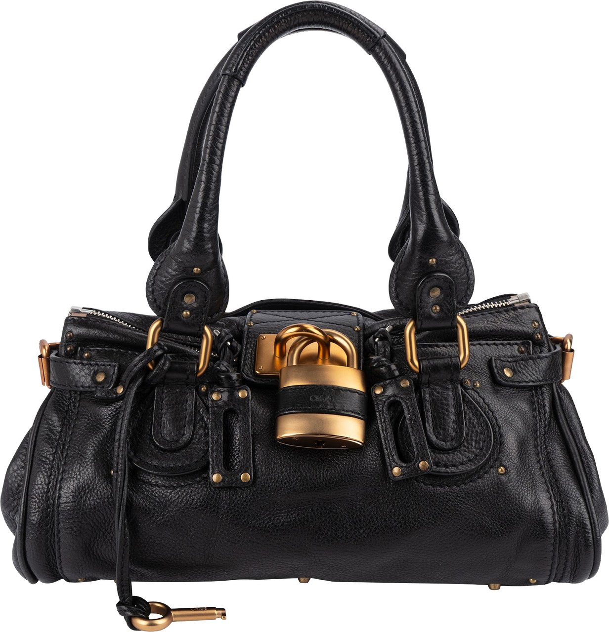 Chloé Chloé Grained Leather Paddington Satchel Handbag Zwart