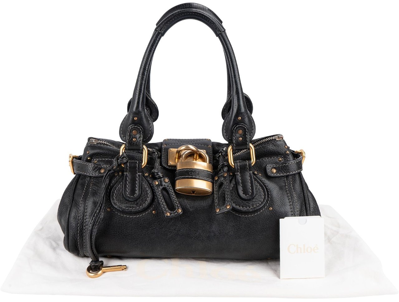 Chloé Chloé Leather Paddington Handbag Zwart