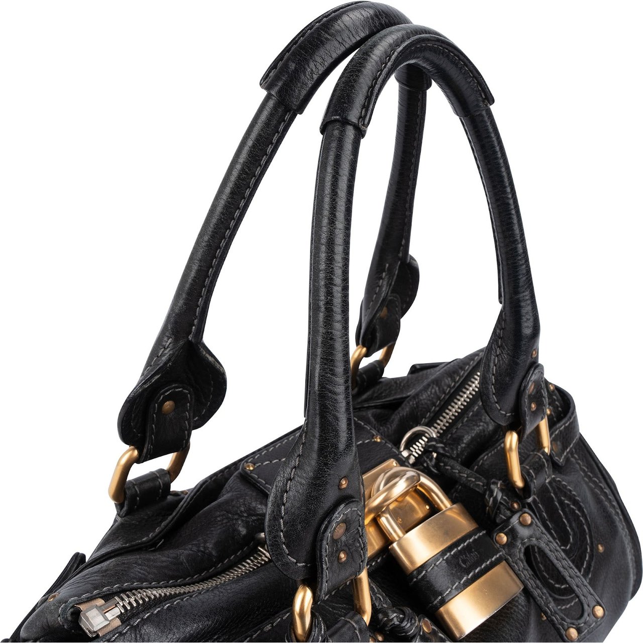 Chloé Chloé Leather Paddington Handbag Zwart