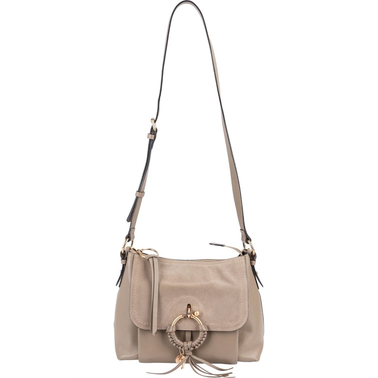 Chloé See By Chloé Leather and Suede Joan Crossbody Bag Taupe