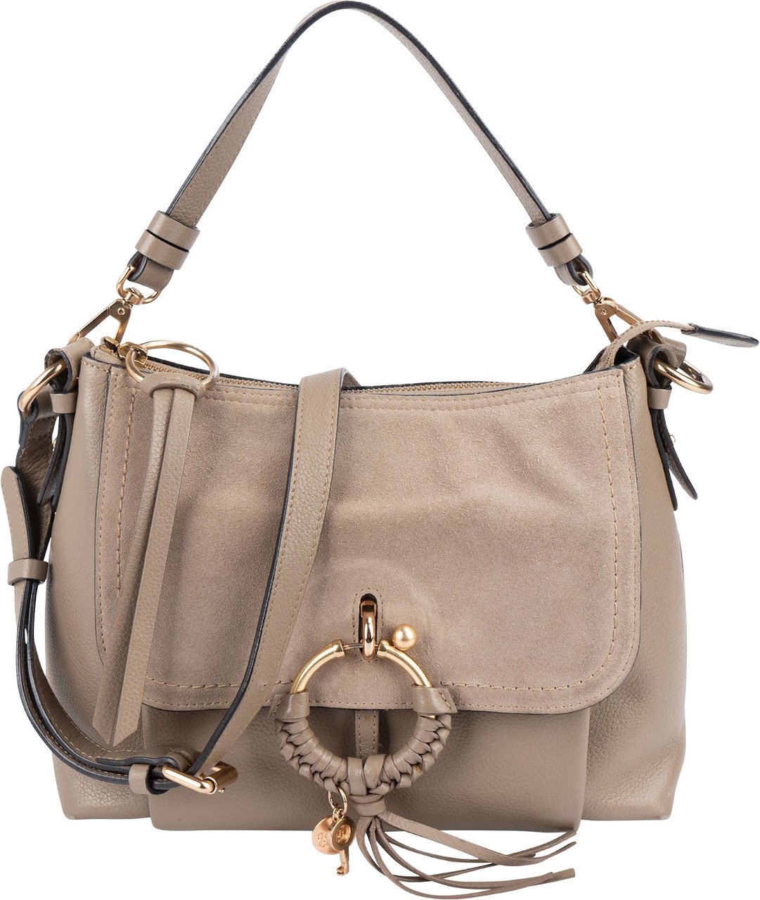 Chloé See By Chloé Leather and Suede Joan Crossbody Bag Taupe