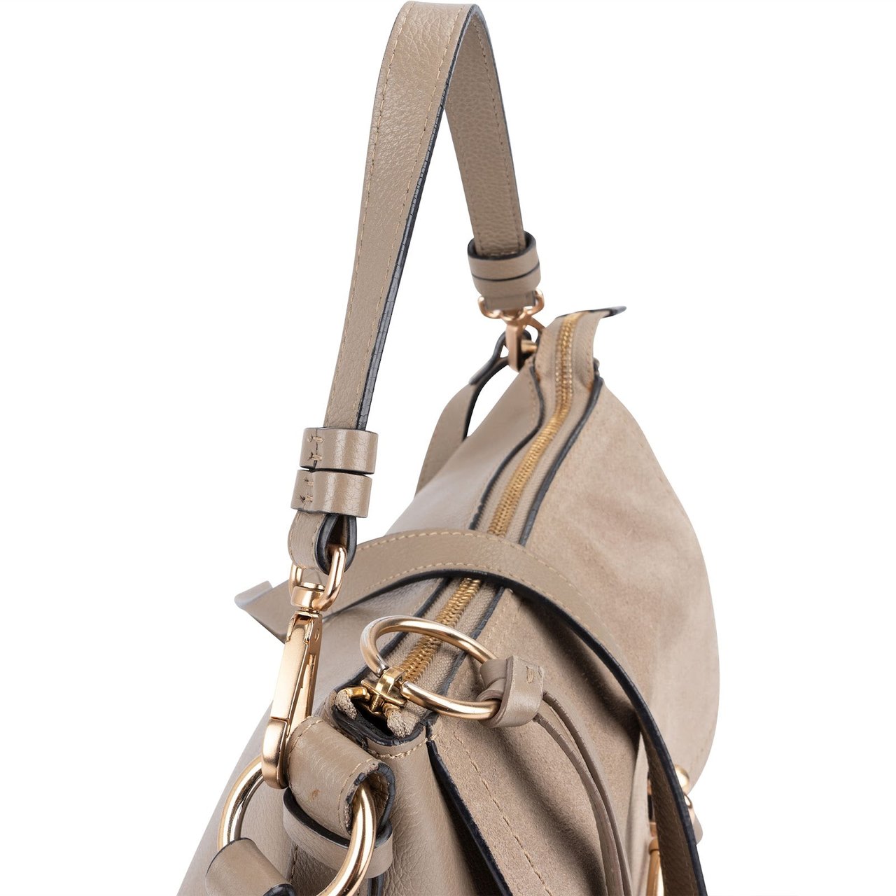 Chloé See By Chloé Leather and Suede Joan Crossbody Bag Taupe
