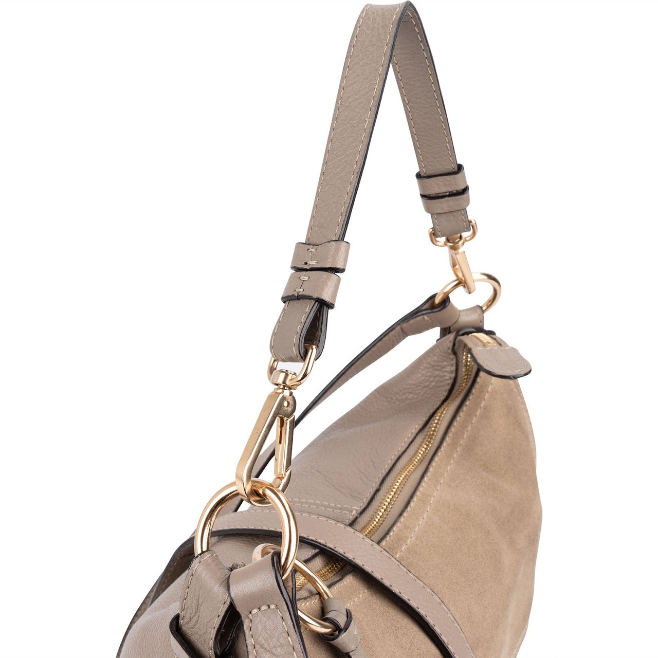Chloé See By Chloé Leather and Suede Joan Crossbody Bag Beige