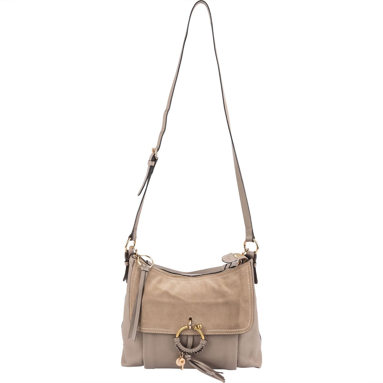 Chloé See By Chloé Leather and Suede Joan Crossbody Bag Beige