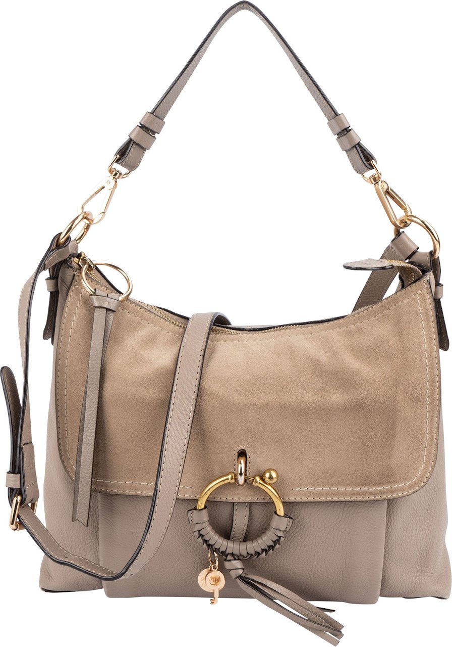 Chloé See By Chloé Leather and Suede Joan Crossbody Bag Beige