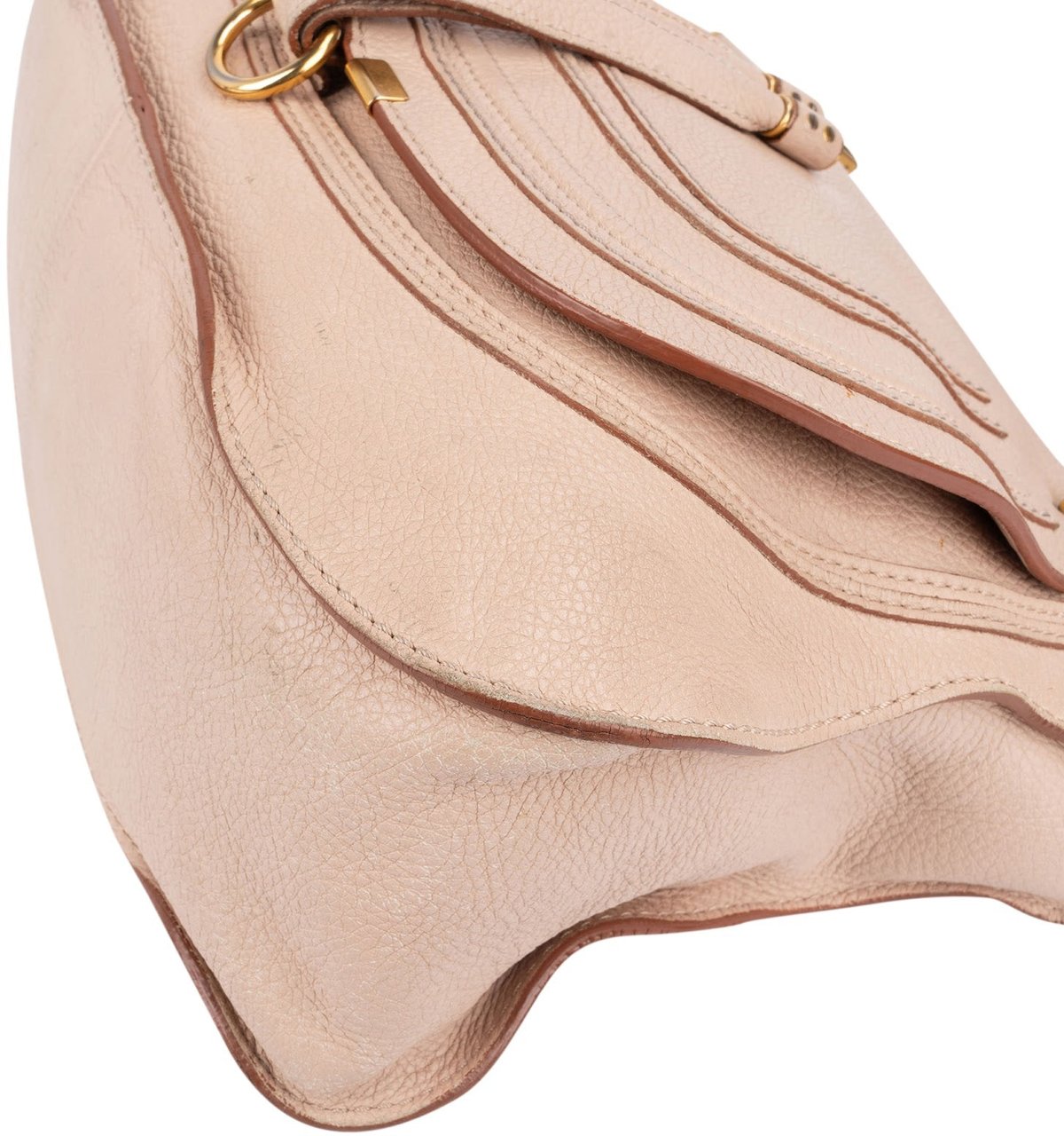 Chloé Grained Calfskin Marcie Satchel Handbag Beige