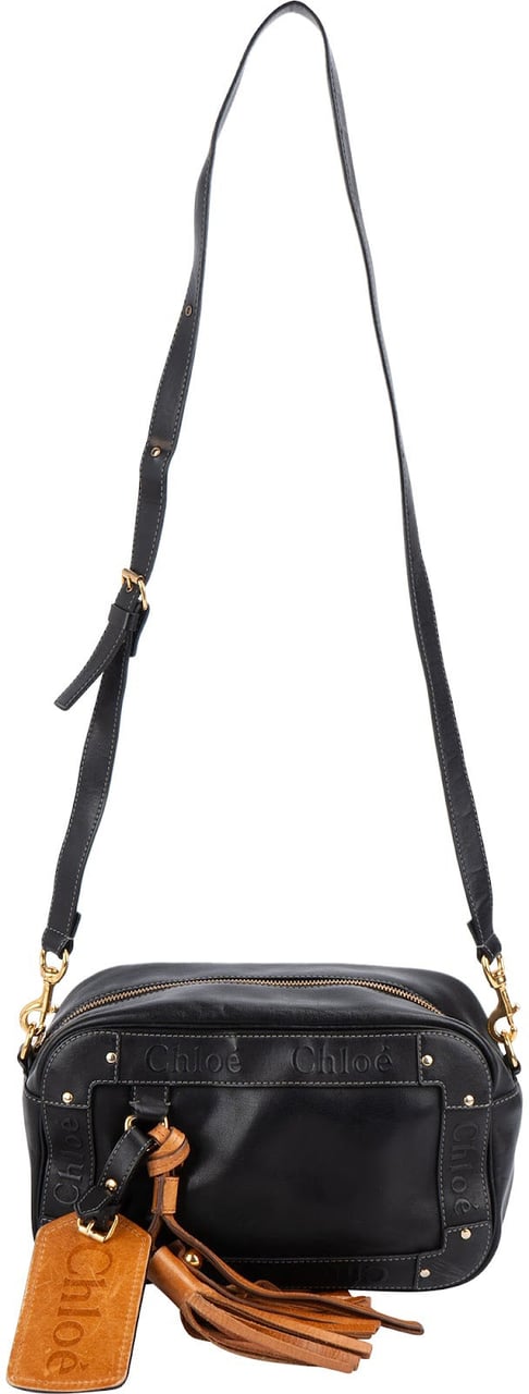Chloé Calfskin Leather Eden Camera Crossbody Bag Zwart
