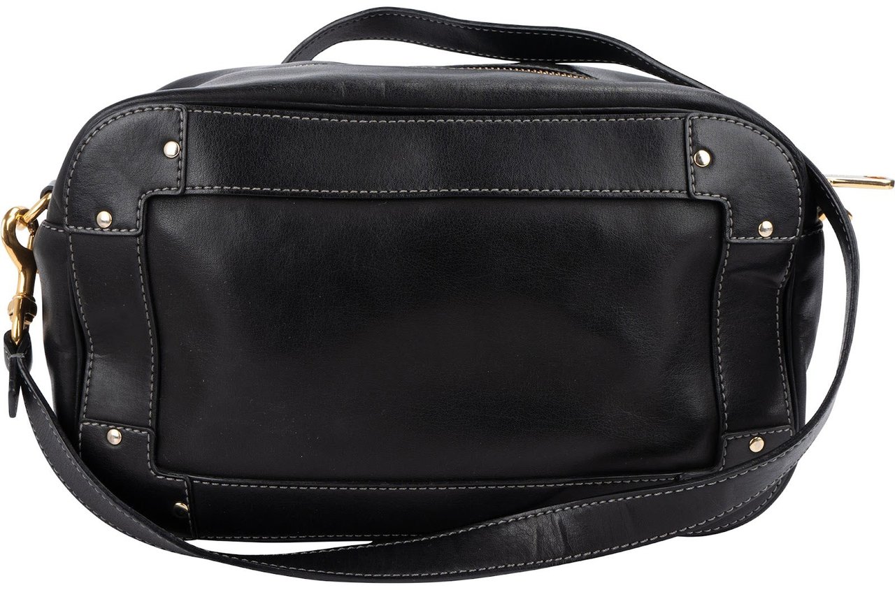Chloé Calfskin Leather Eden Camera Crossbody Bag Zwart