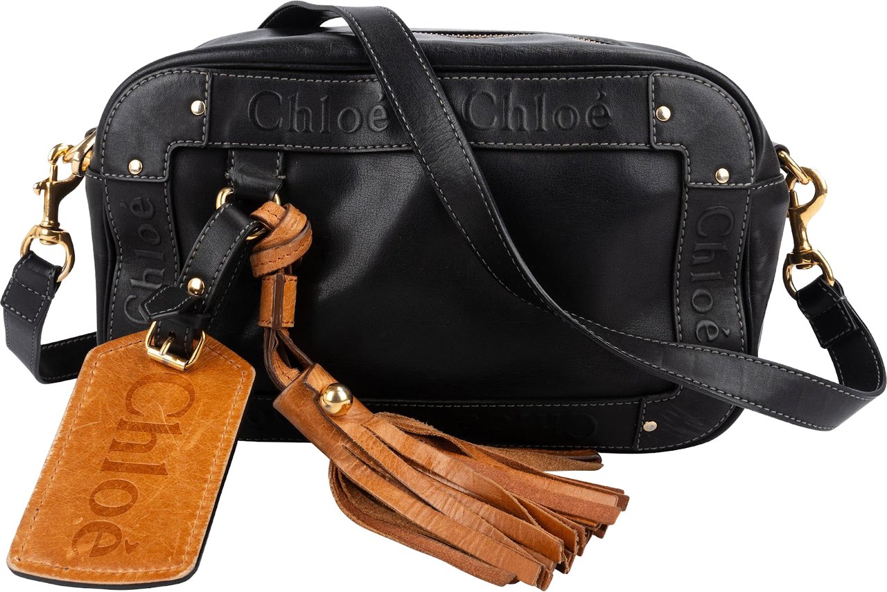 Chloé Chloé Calfskin Leather Eden Camera Crossbody Bag Zwart