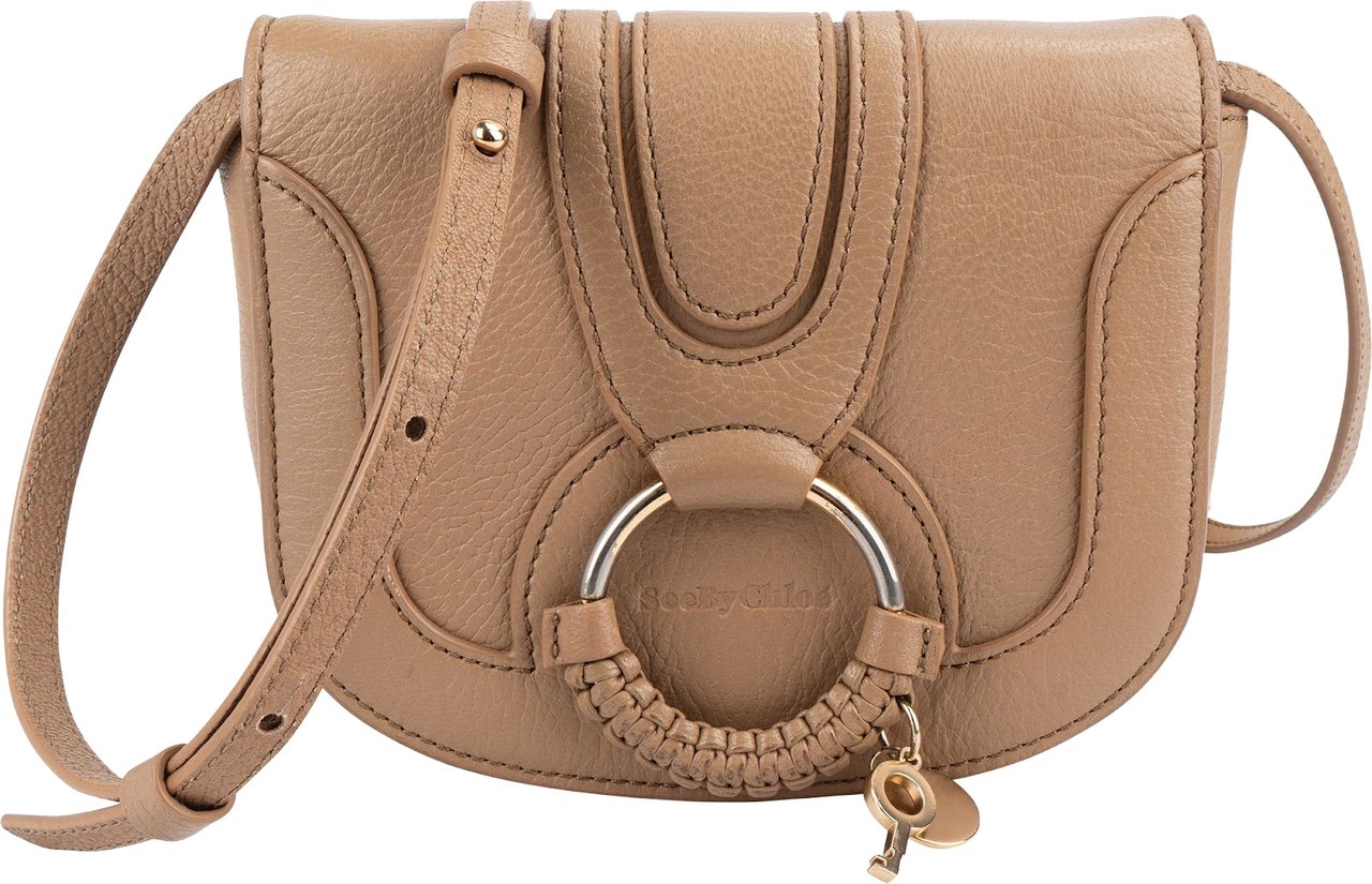 Chloé See By Chloé Grained Leather Mini Hana Crossbody Bag Beige