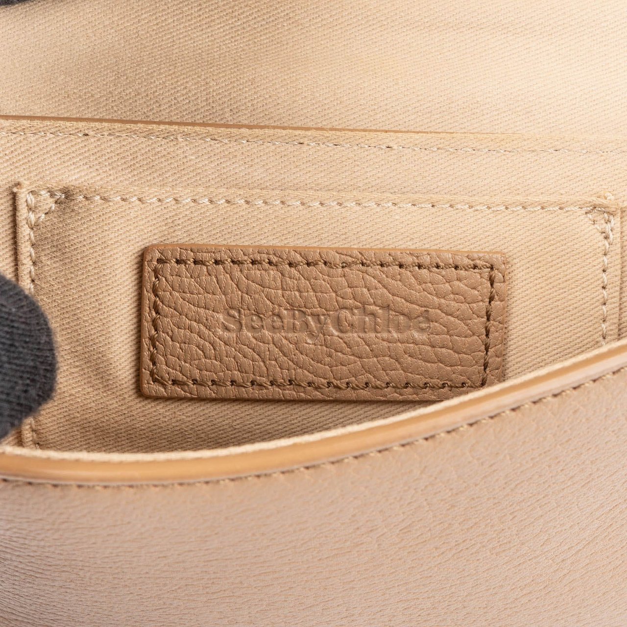 Chloé See By Chloé Grained Leather Mini Hana Crossbody Bag Beige