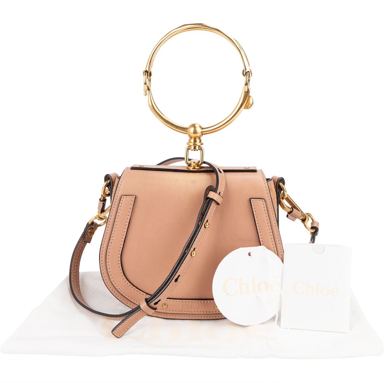 Chloé Chloé Calfskin Leather Small Nile Bracelet Crossbody Bag Neutraal