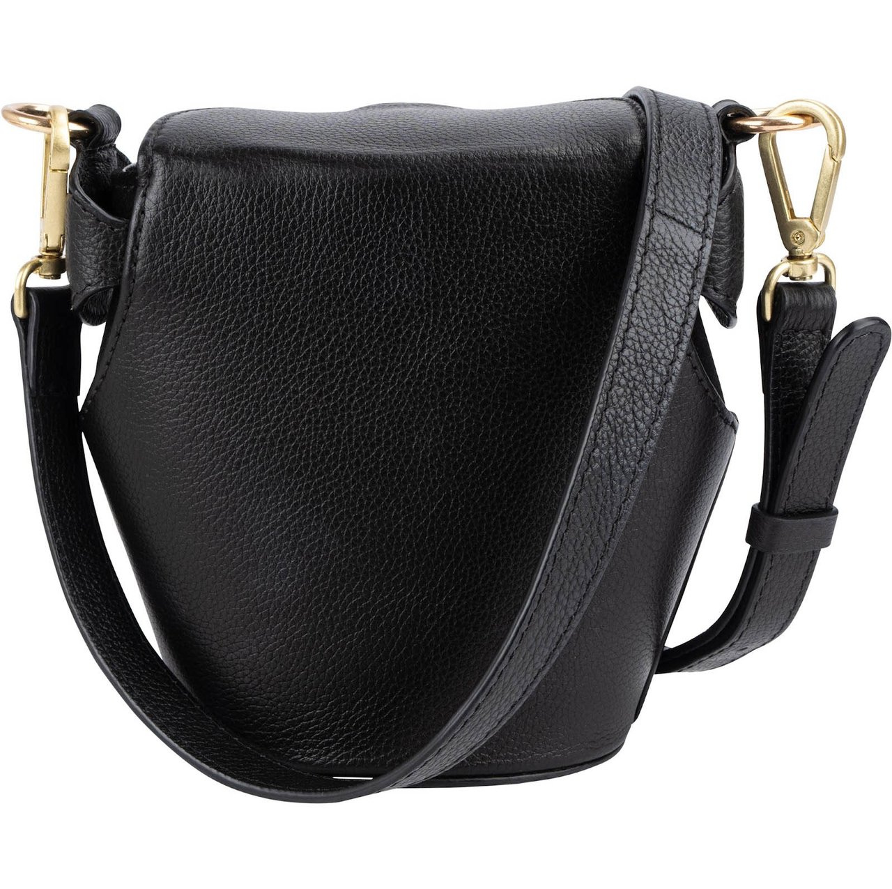 Chloé See by Chloé Grained Leather Joan Mini Bucket Crossbody Bag Zwart
