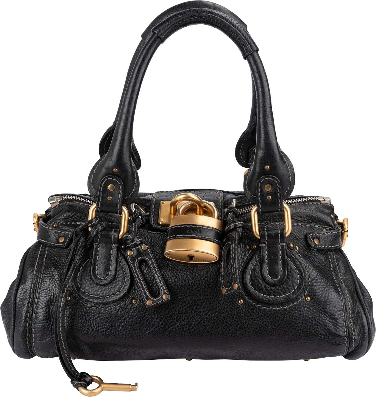 Chloé Chloé Grained Leather Paddington Handbag Zwart
