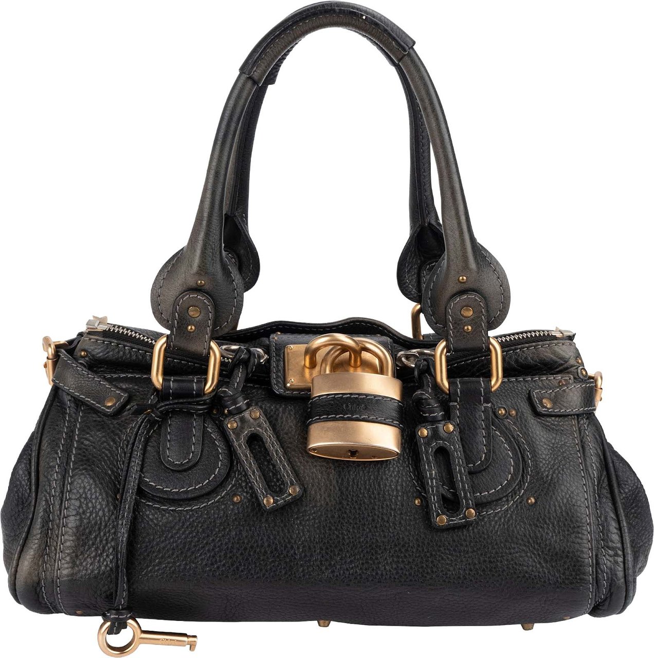 Chloé Chloé Grained Leather Paddington Handbag Zwart