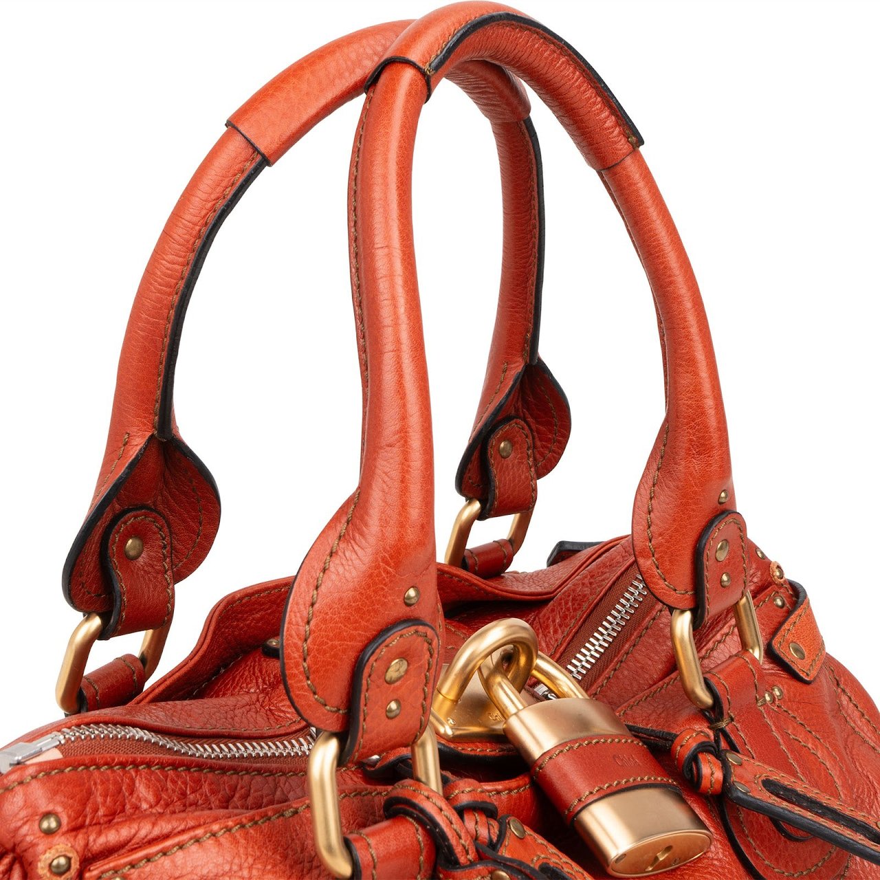 Chloé Chloé Grained Leather Paddington Handbag Oranje
