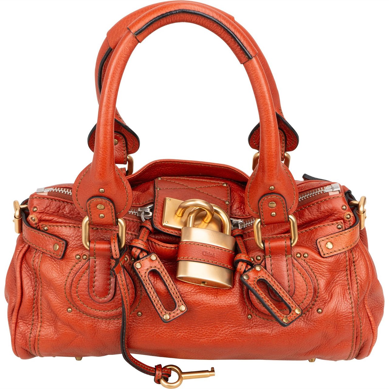 Chloé Chloé Grained Leather Paddington Handbag Oranje