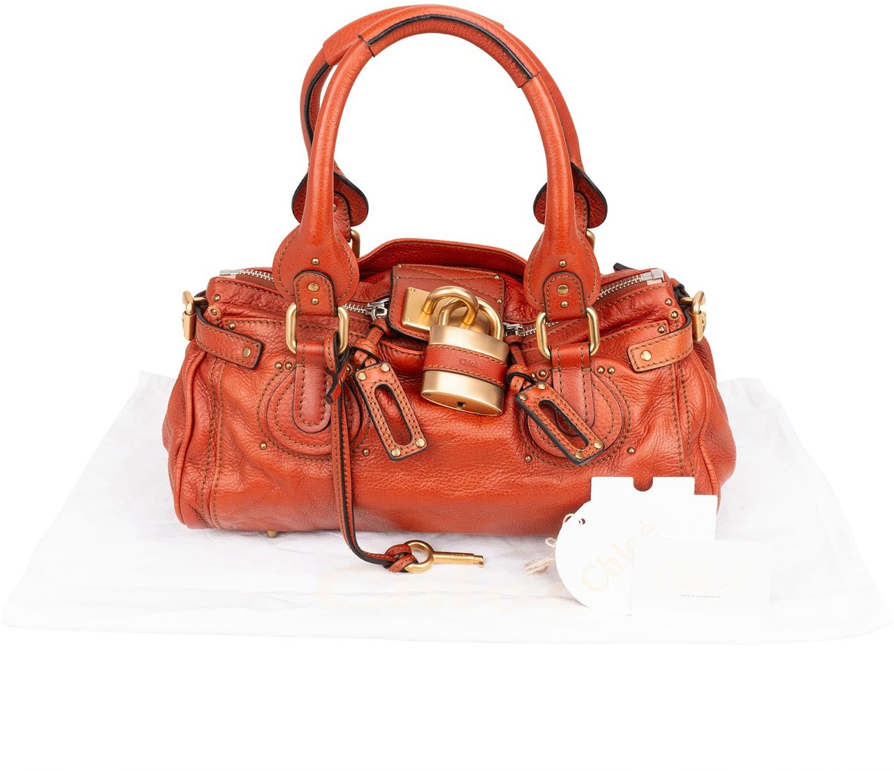 Chloé Chloé Grained Leather Paddington Handbag Oranje