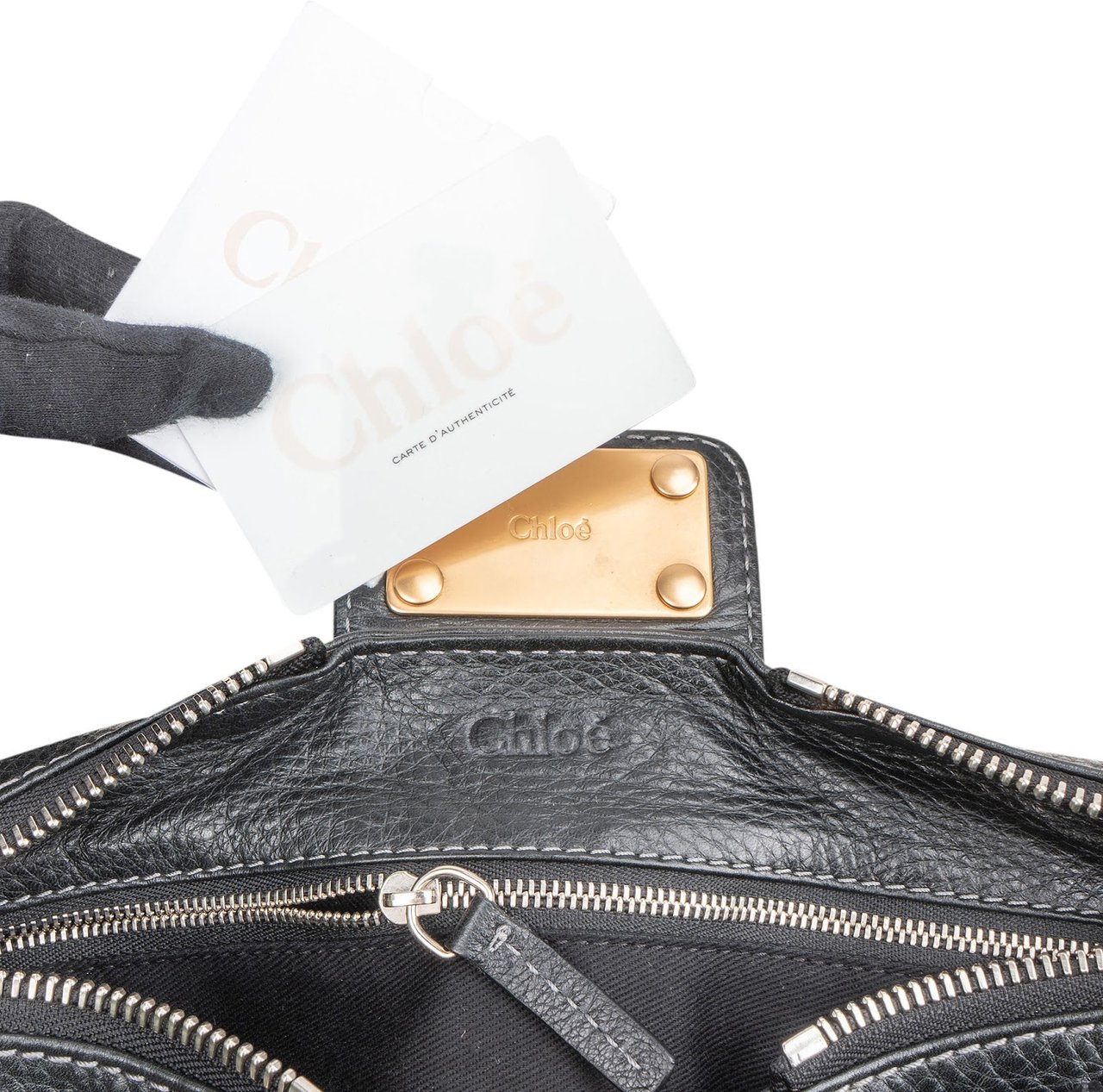 Chloé Chloé Grained Leather Paddington Handbag Zwart