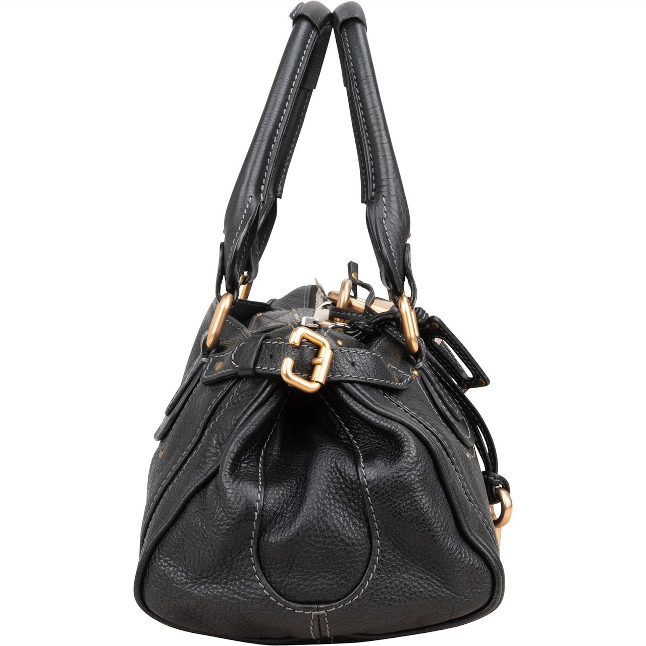 Chloé Chloé Grained Leather Paddington Handbag Zwart