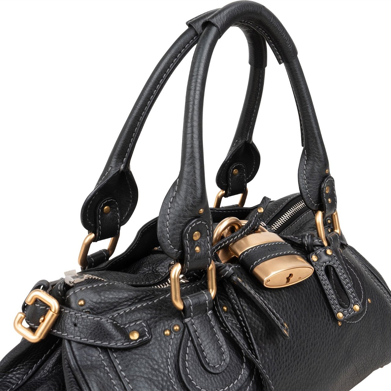 Chloé Chloé Grained Leather Paddington Handbag Zwart