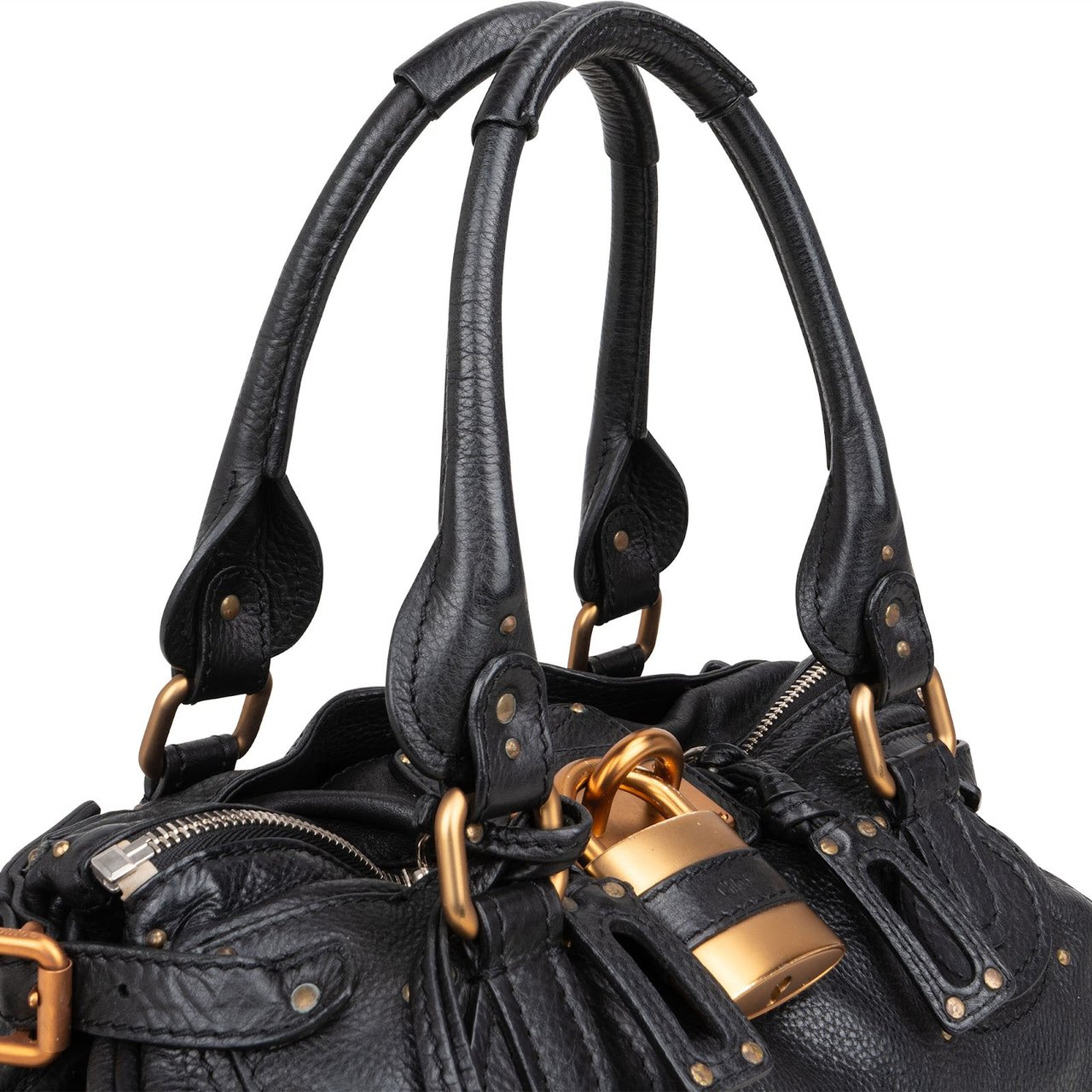 Chloé Chloé Grained Leather Paddington Handbag Zwart