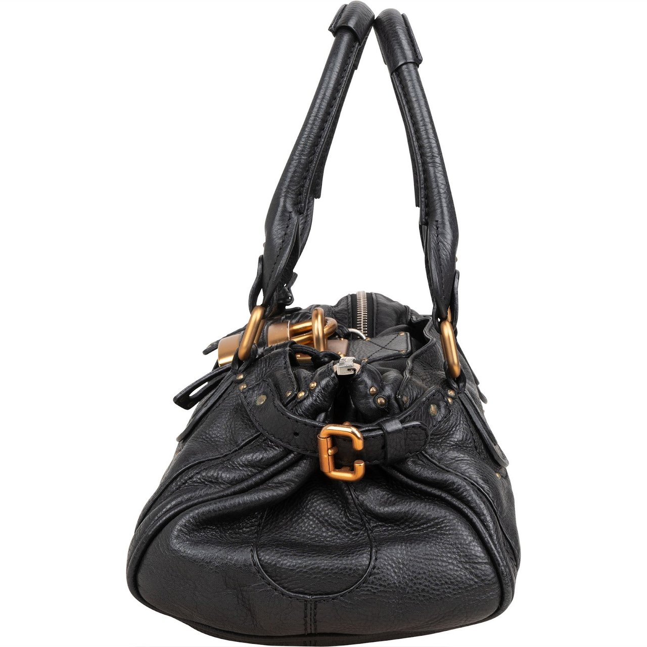 Chloé Chloé Grained Leather Paddington Handbag Zwart