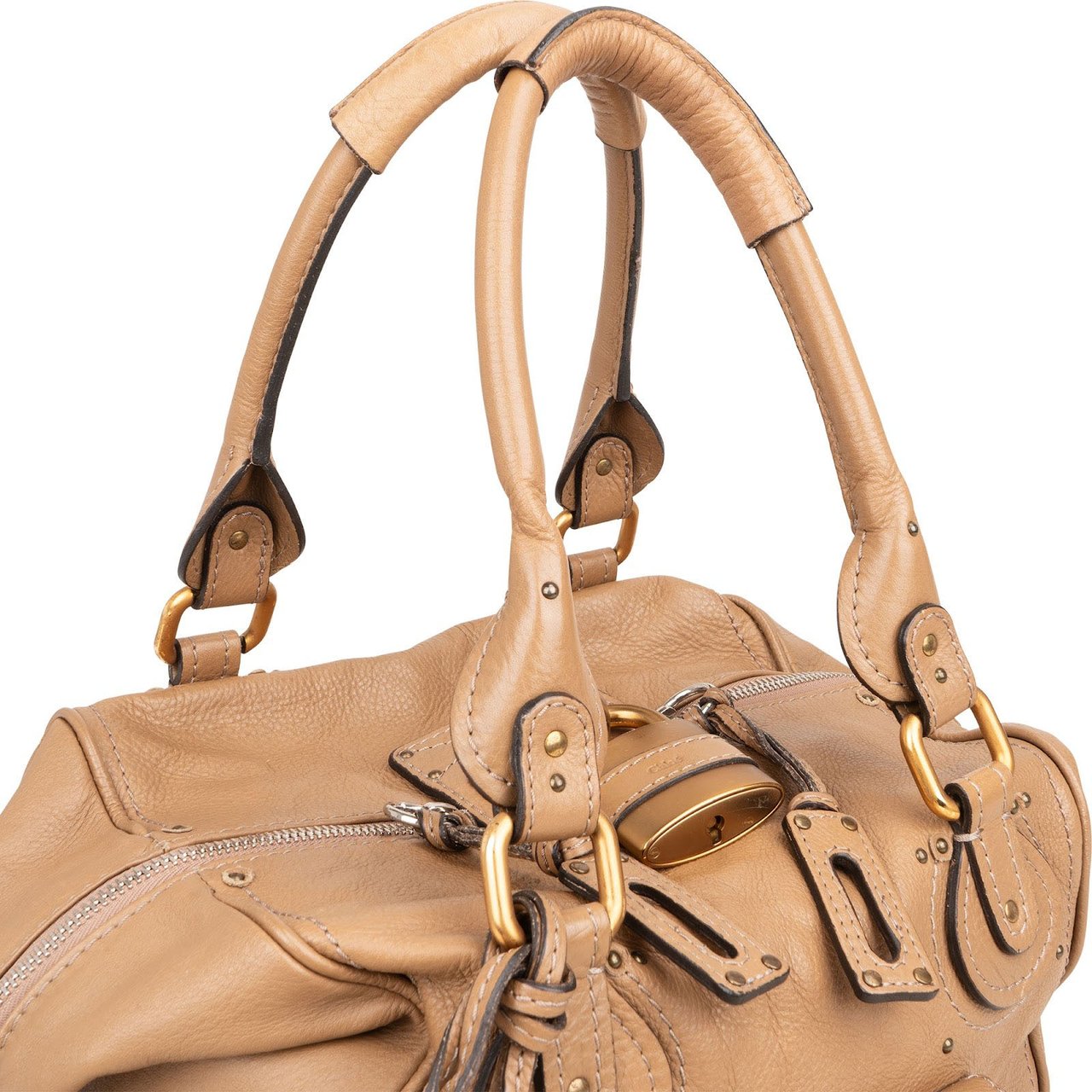 Chloé Chloé Leather Paddington Handbag Beige