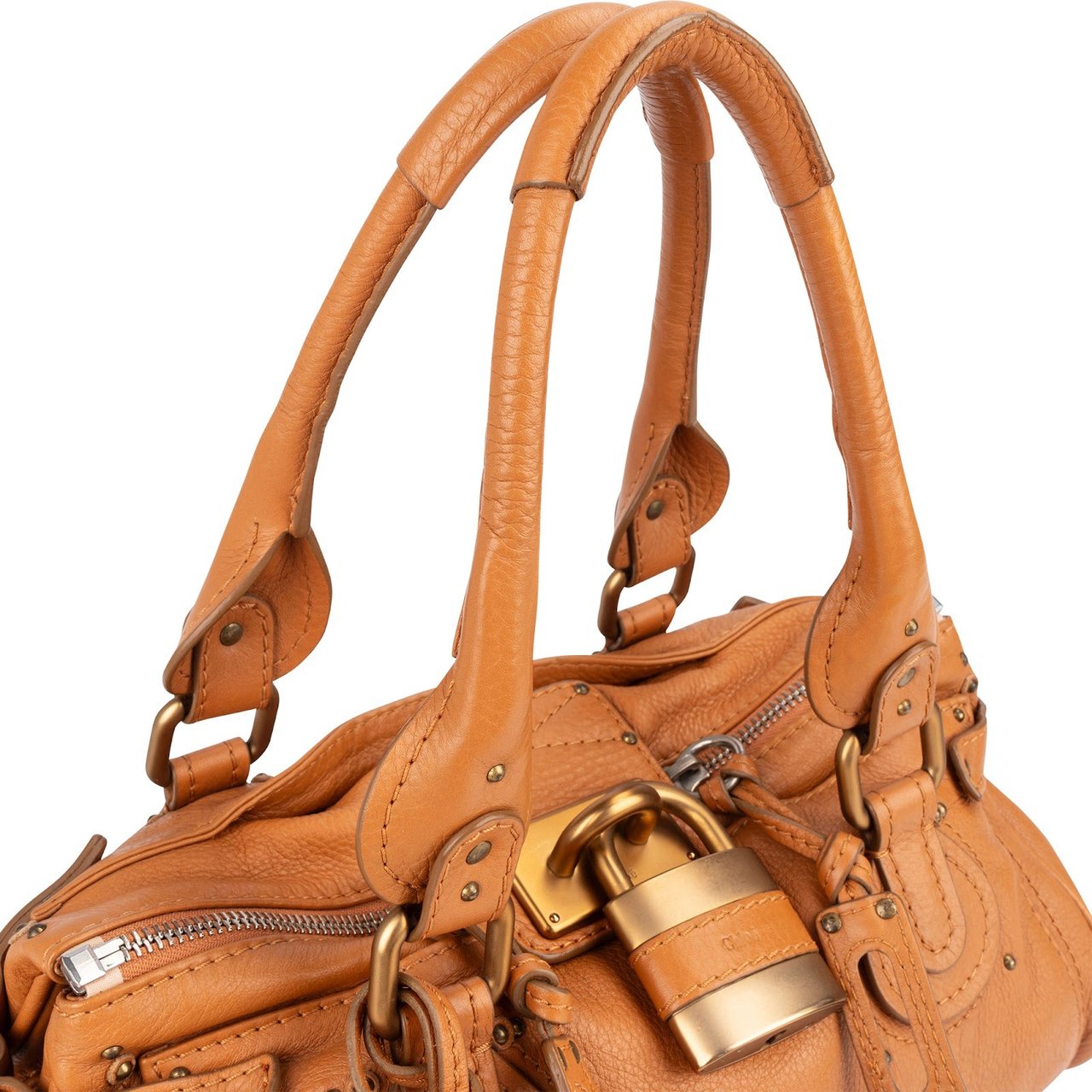 Chloé Chloé Grained Leather Paddington Handbag Bruin