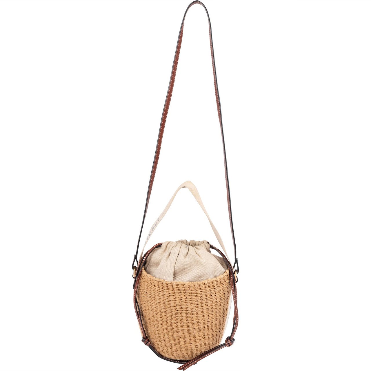 Chloé Chloé Raffia Woody Basket Crossbody Handbag Beige