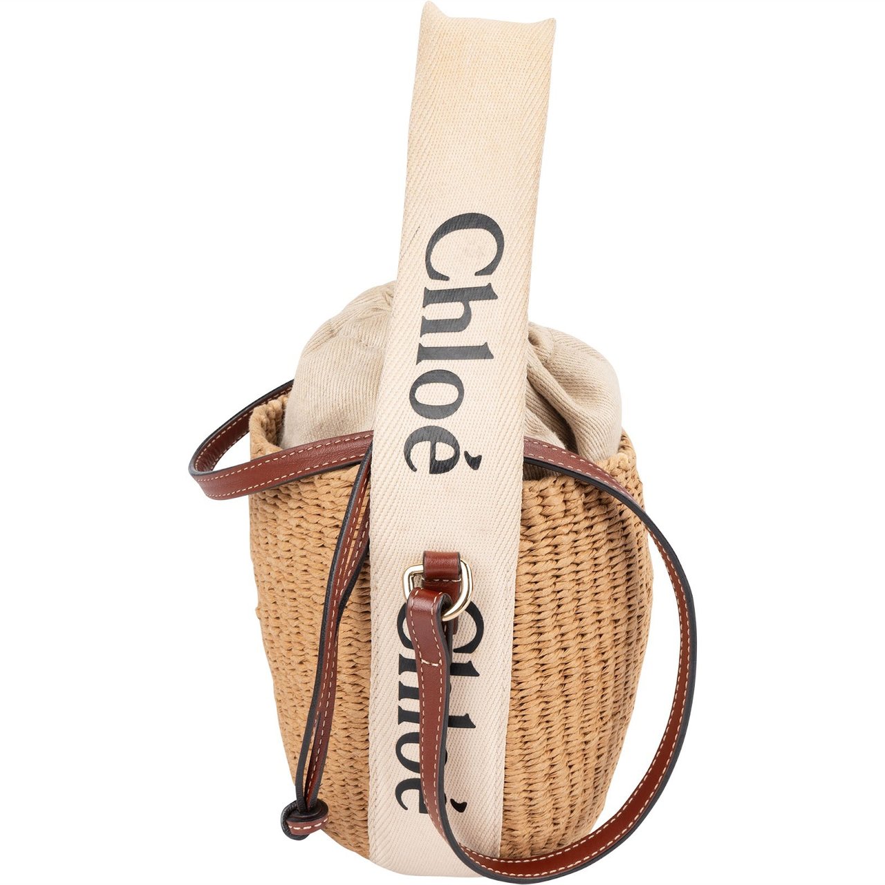 Chloé Chloé Raffia Woody Basket Crossbody Handbag Beige