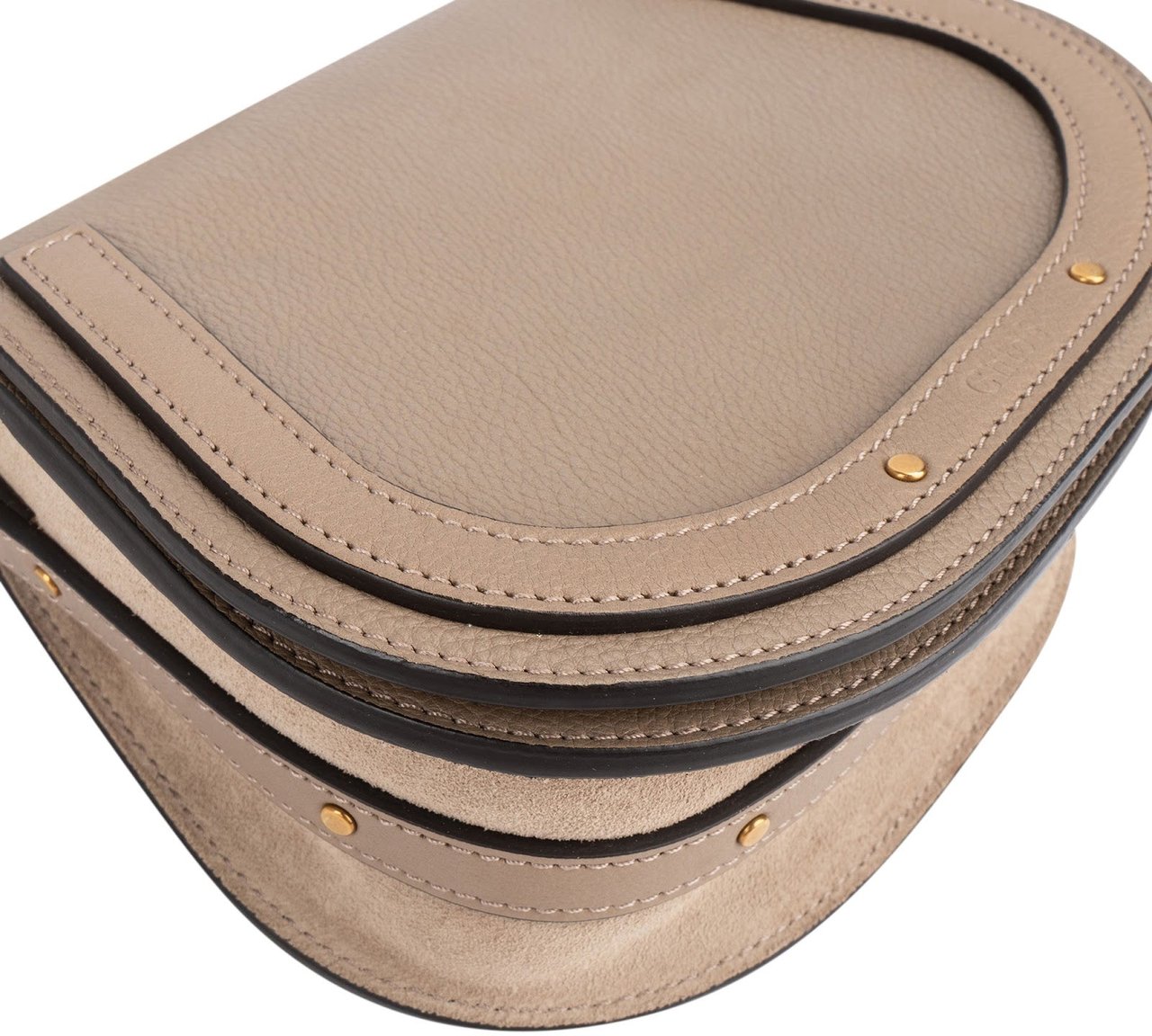 Chloé Chloé Grained Calfskin Suede Nile Small Crossbody Handbag Taupe