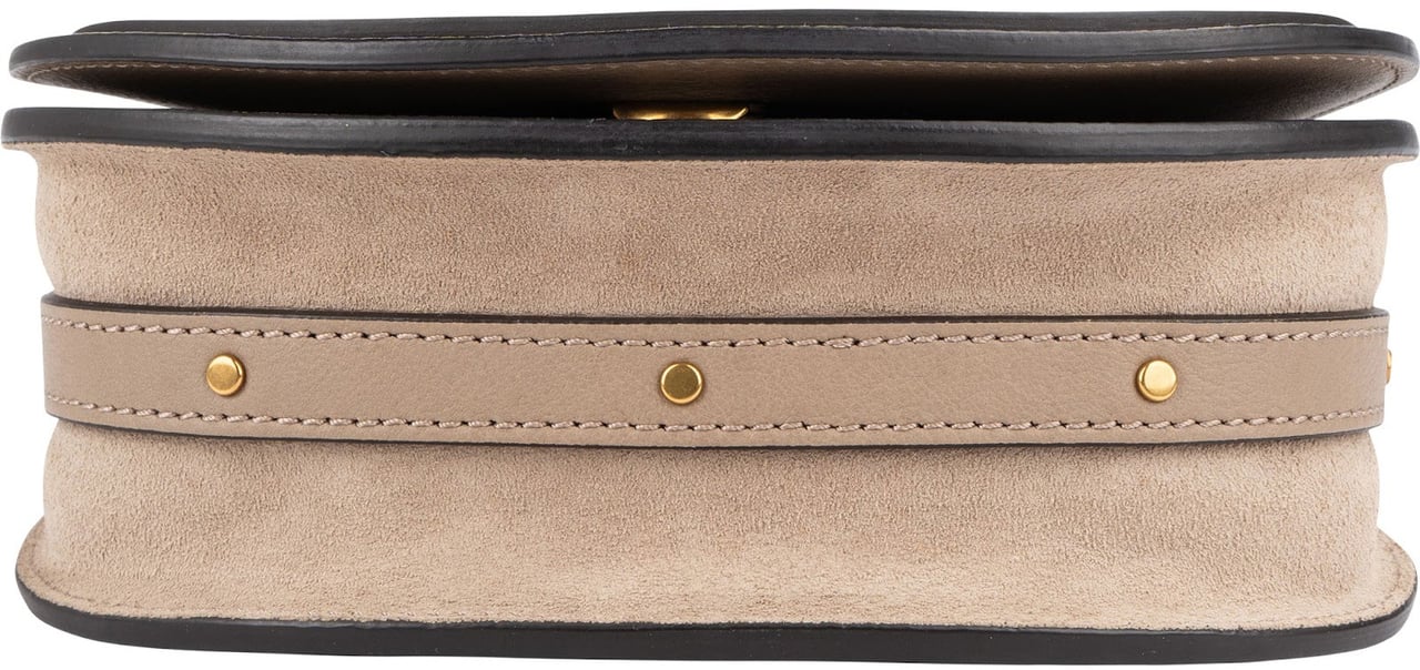 Chloé Chloé Grained Calfskin Suede Nile Small Crossbody Handbag Taupe