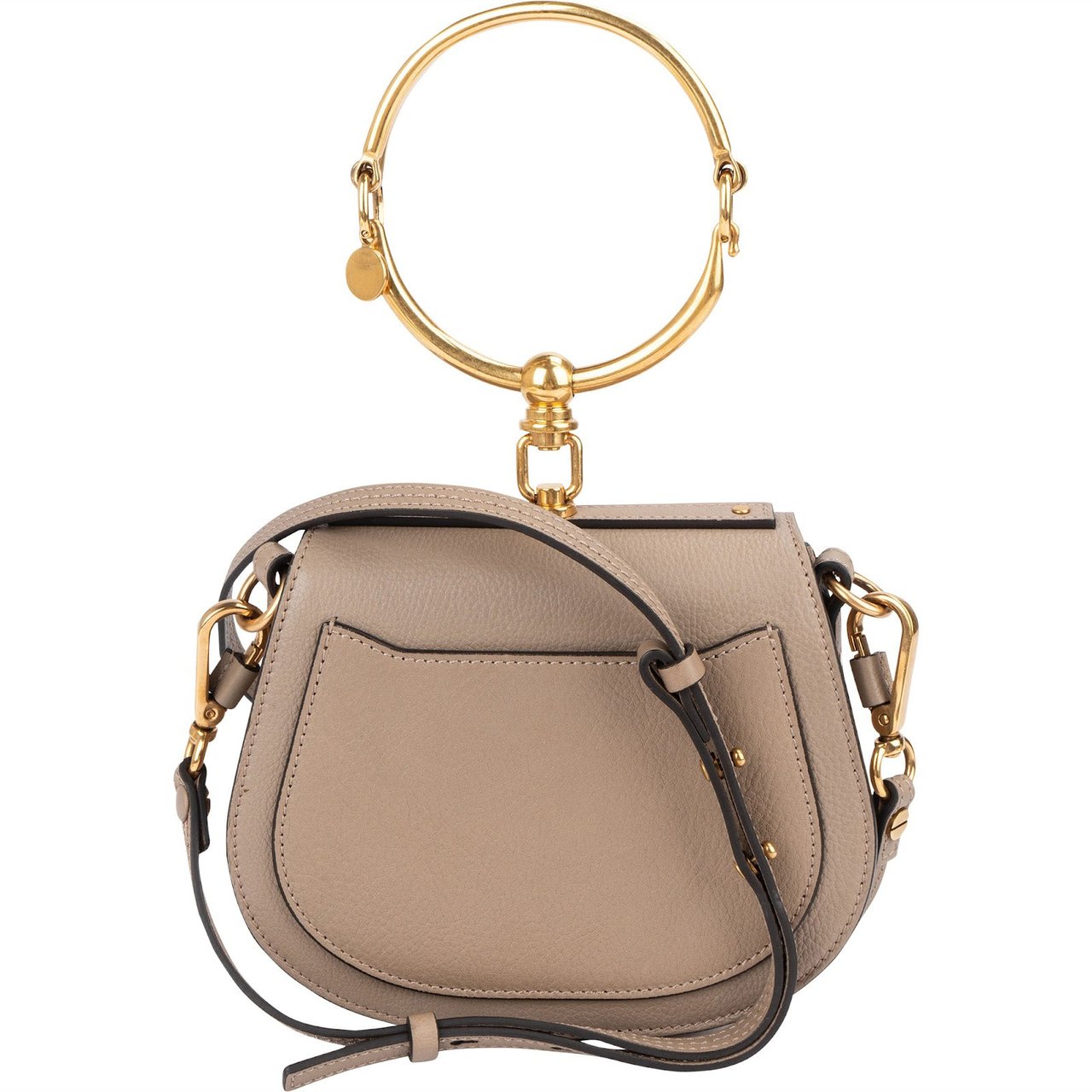 Chloé Chloé Grained Calfskin Suede Nile Small Crossbody Handbag Taupe